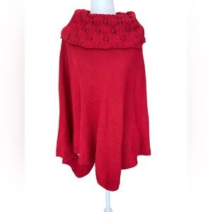 Chicos Red Turtleneck Cowlneck Poncho Size L/XL